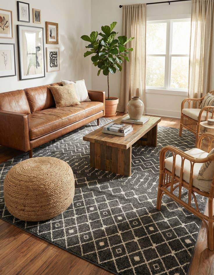 Detail image of 10' 8 x 14' Moroccan Trellis Rug