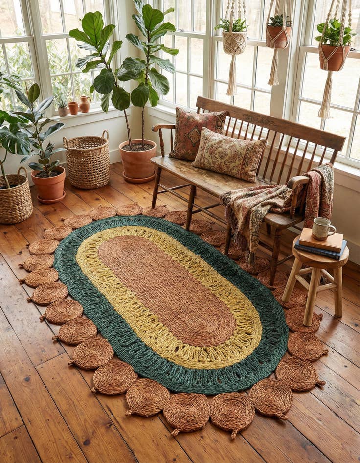 Detail image of 3' 1 x 5' 1  Hand Braided Jute Oval Rug