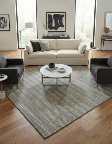 Earl Gray Jill Zarin Striped Wool Square Rug