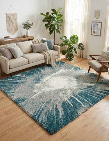 Teal Soft Touch Shag Square Rug