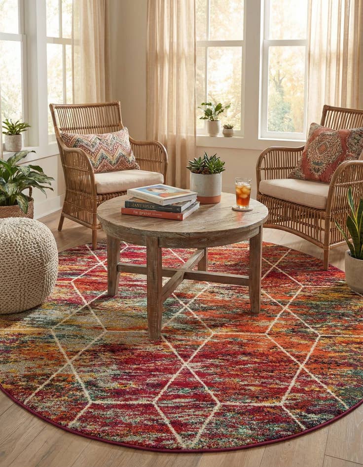 Detail image of 7' x 7' Lattice Frieze Round Rug