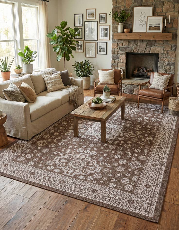 Detail image of 10' x 14'  Washable Aztec Indoor / Outdoor Rug