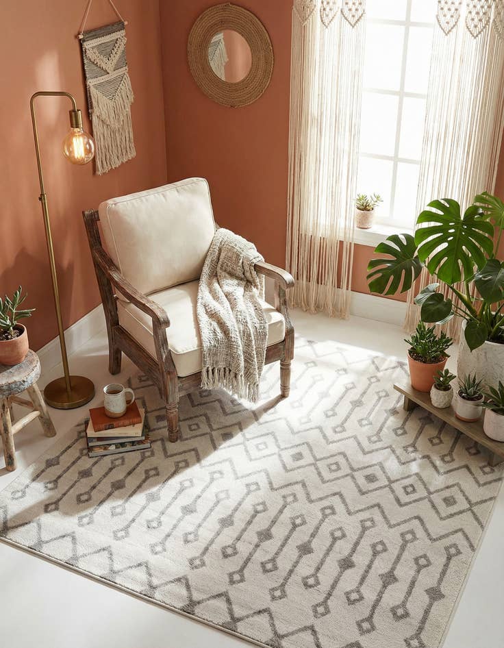 Detail image of 5' 3 x 5' 3 Bohemian Trellis Square Rug