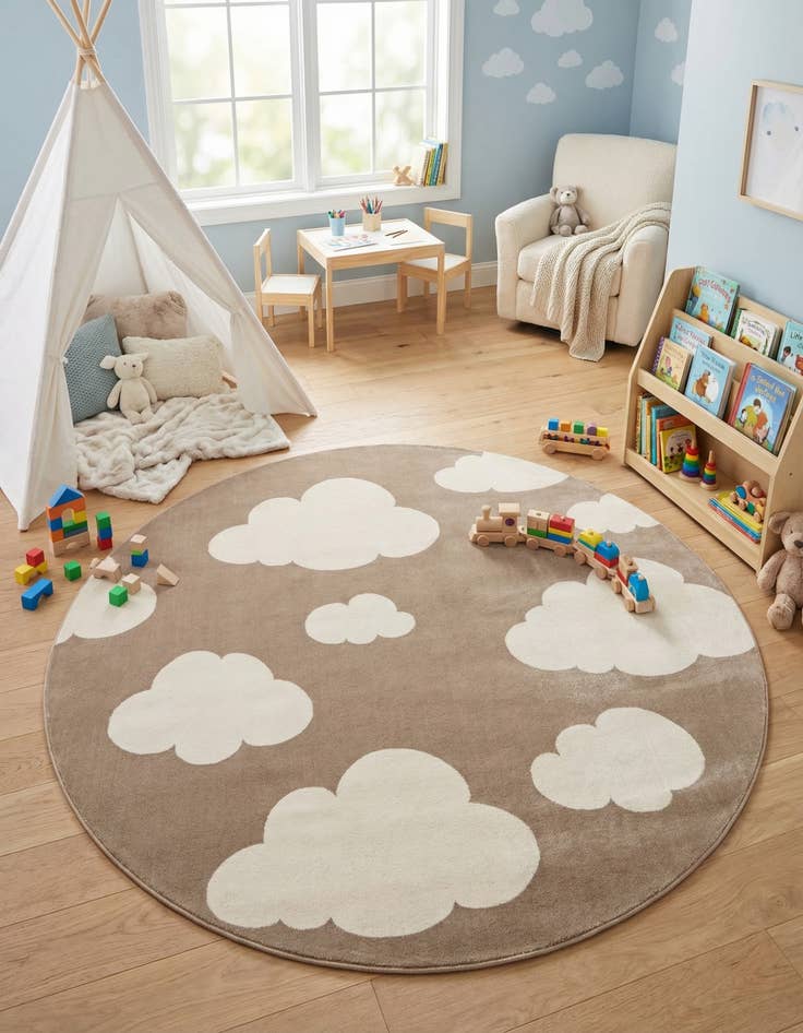 Detail image of 7' 10 x 7' 10 Whimsy Kids Round Rug