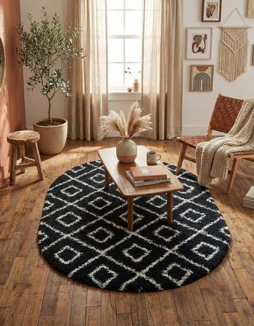 5' 3 x 8' Lattice Shag Oval Rug