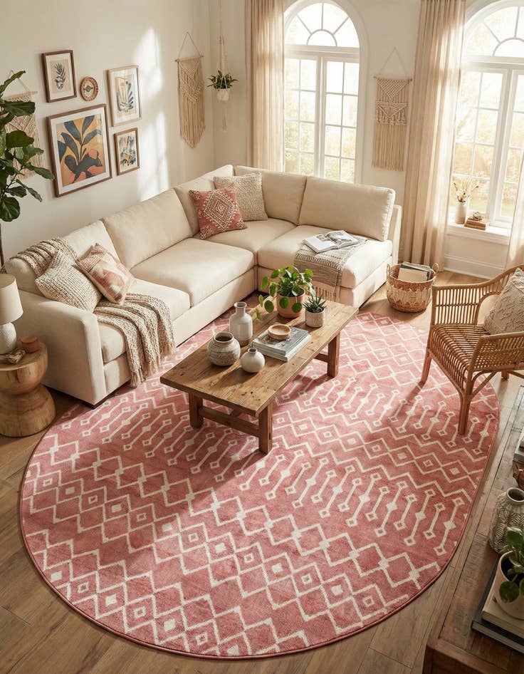 Detail image of  8' x 10' Bohemian Trellis Oval Rug