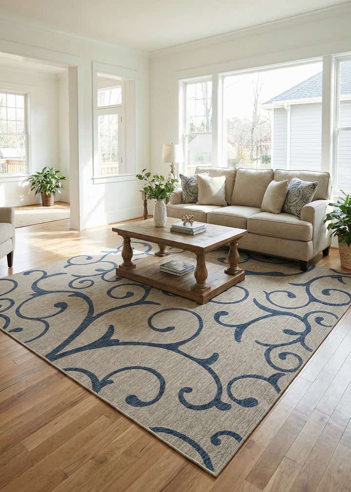10' 8 x 10' 8 Easy-Clean Botanical Indoor / Outdoor Square Rug