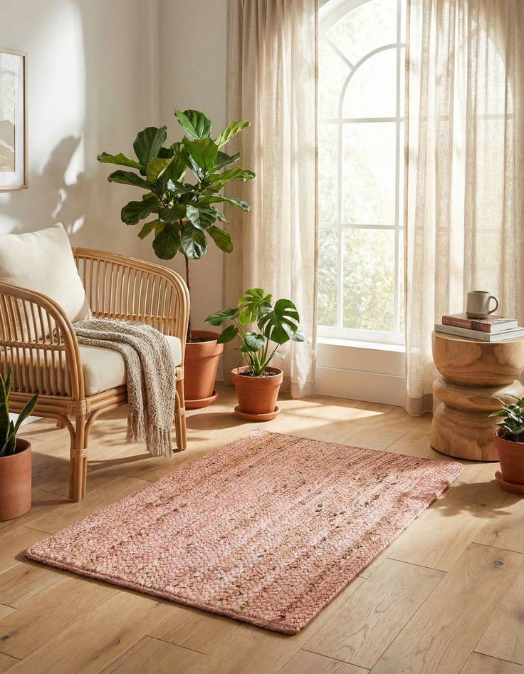 Detail image of 2' x 3' 1  Hand Braided Jute Rug