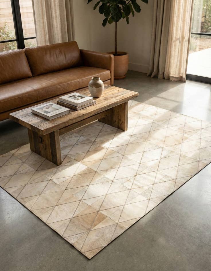 Detail image of 4' 1 x 5' 10 Cowhide Leather Rug