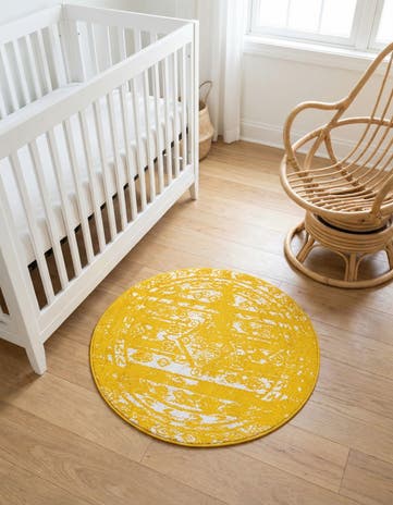 Yellow Lennon Round Rug