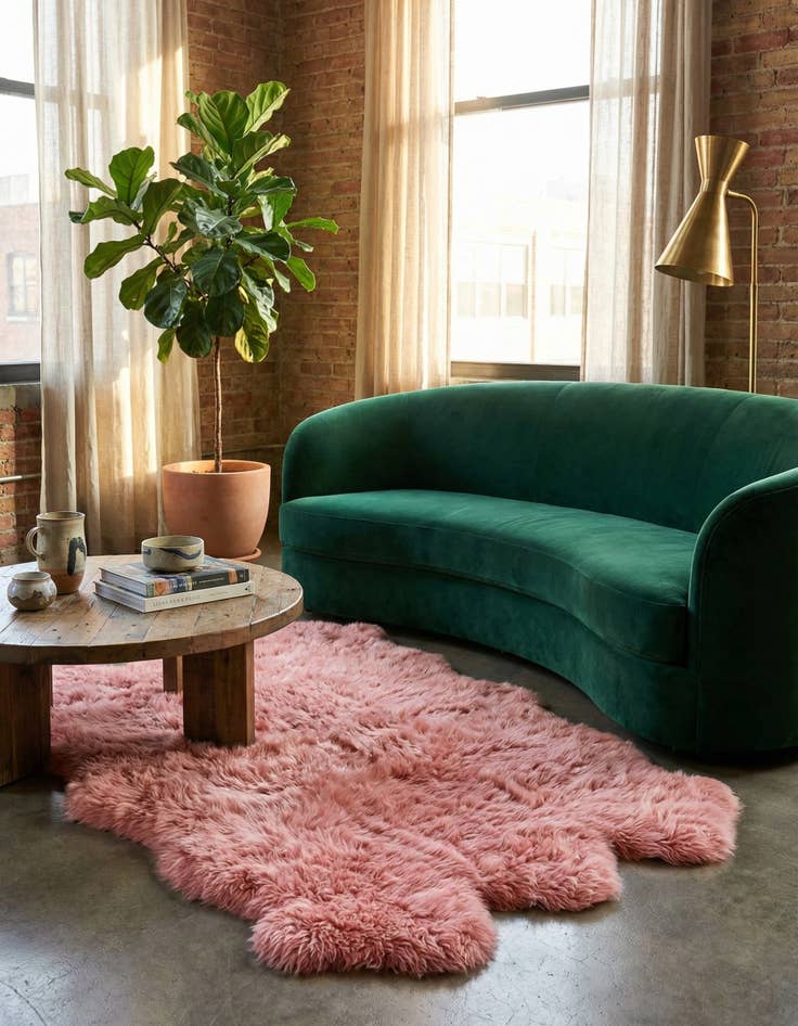 Detail image of 4' 9 x 6' Natural Sheepskin Freeform Rug