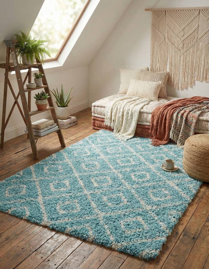 Detail image of 5' 3 x 8' Trellis Shag Rug