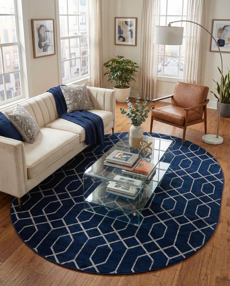 Detail image of 7' 10 x 10' Marilyn Monroe™ Glam Trellis Oval Rug