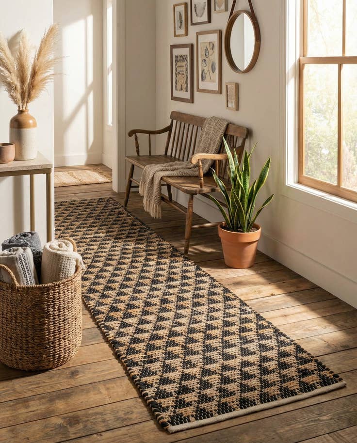 Detail image of 2' 2 x 6' 1 Hand Woven Chindi Jute Runner Rug