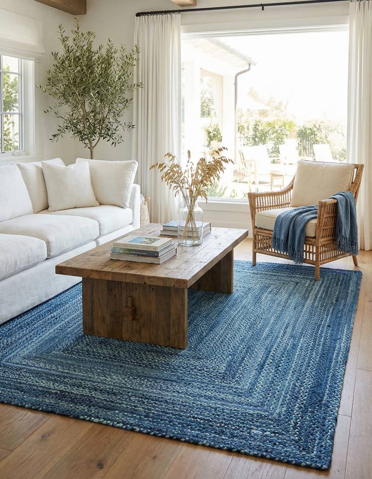 Detail image of 9' x 12'  Hand Braided Chindi Rug