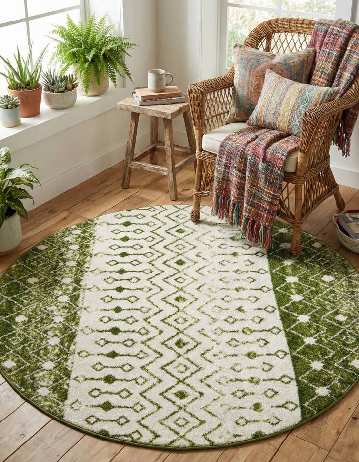 Detail image of 6' x 6' Moroccan Trellis Round Rug