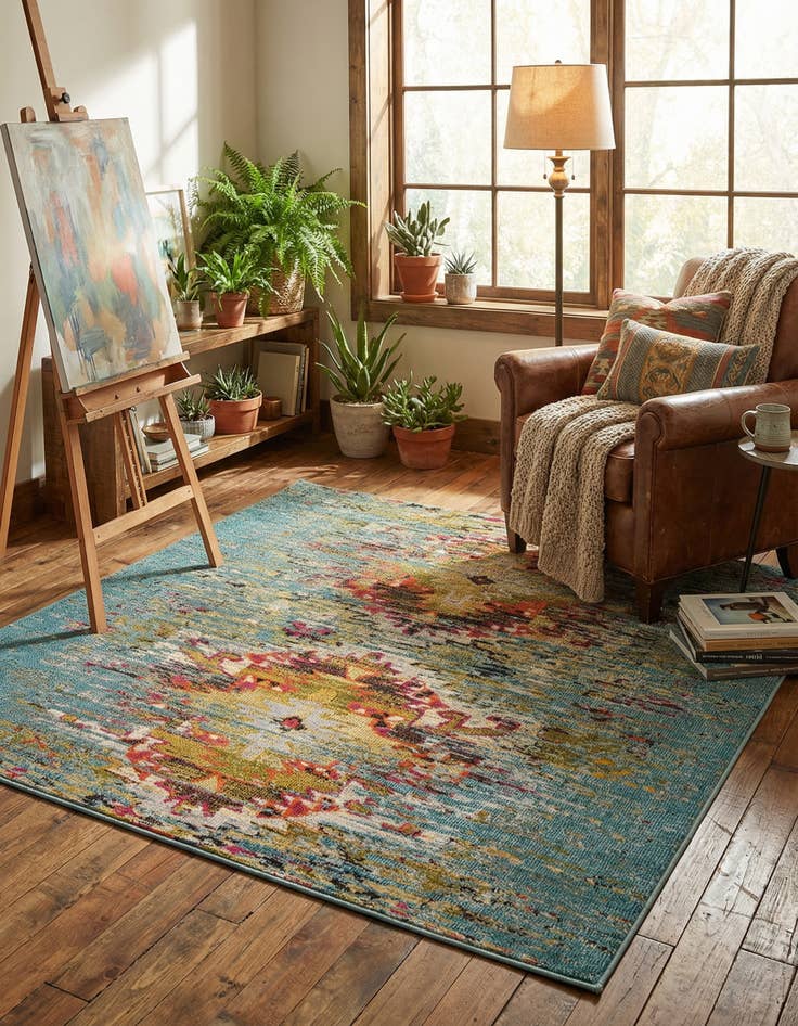 Detail image of 6' x 6' Washable Carnevale Square Rug