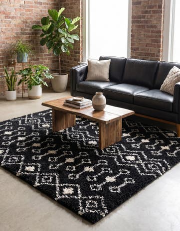 7' 10 x 7' 10 Moroccan Trellis Shag Square Rug