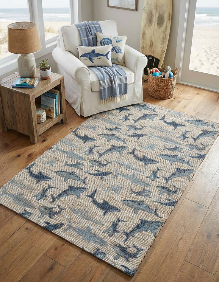 Detail image of 4' 1 x 6' 1  Hand Woven Chenille Jute Rug