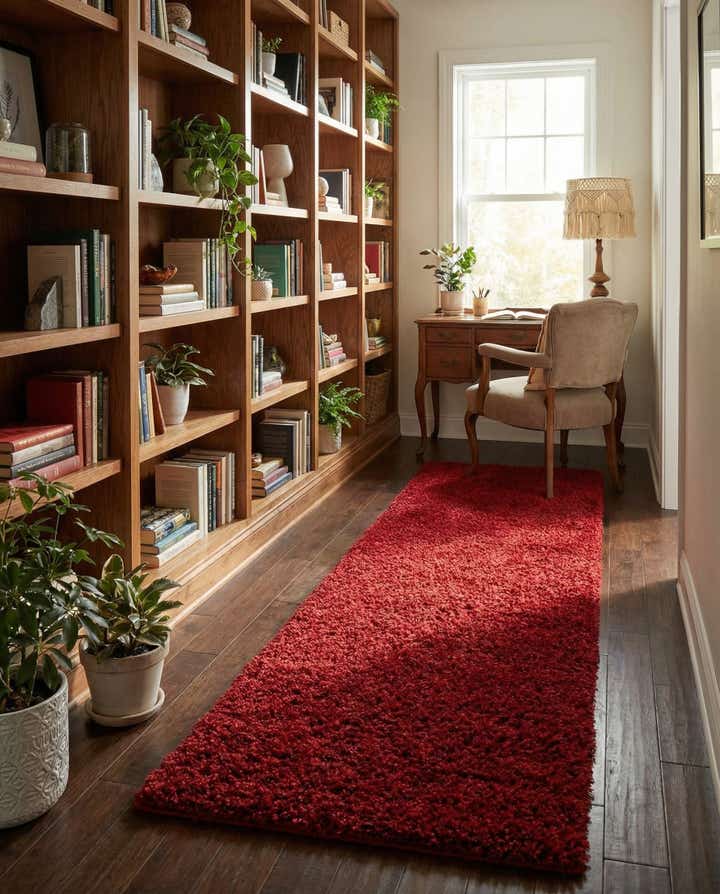 2' x 8' Solid Shag Runner Rug