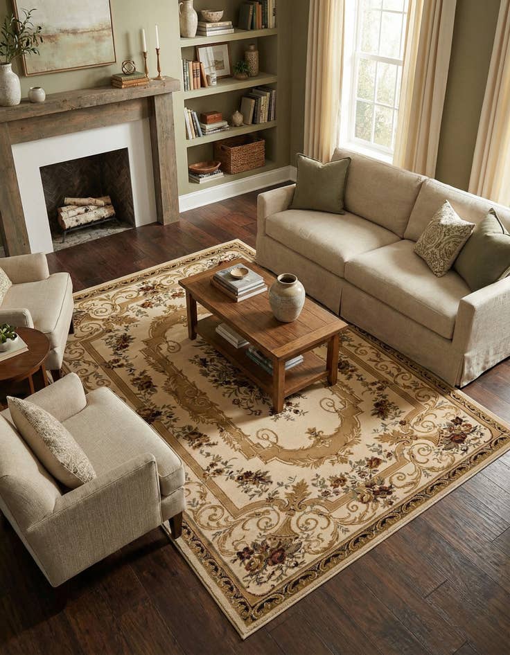 Detail image of 7' x 10' Classic Aubusson Rug