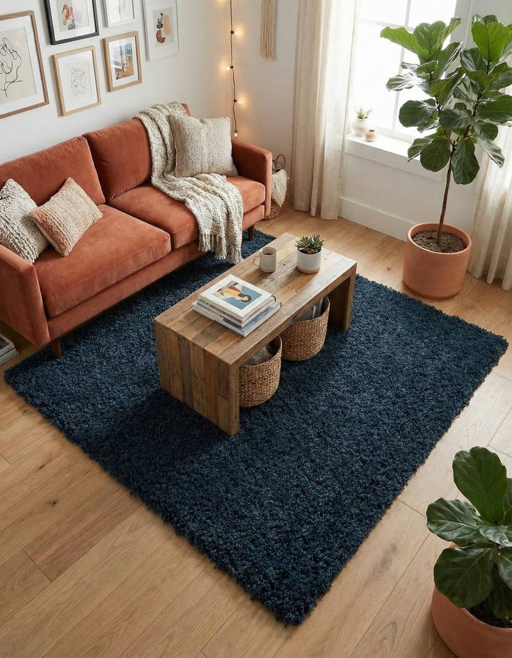 Detail image of 5' 3 x 5' 3 Solid Shag Square Rug