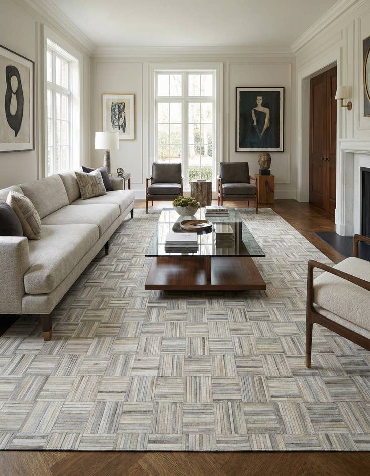 Detail image of 7' 10 x 10' Cowhide Leather Rug