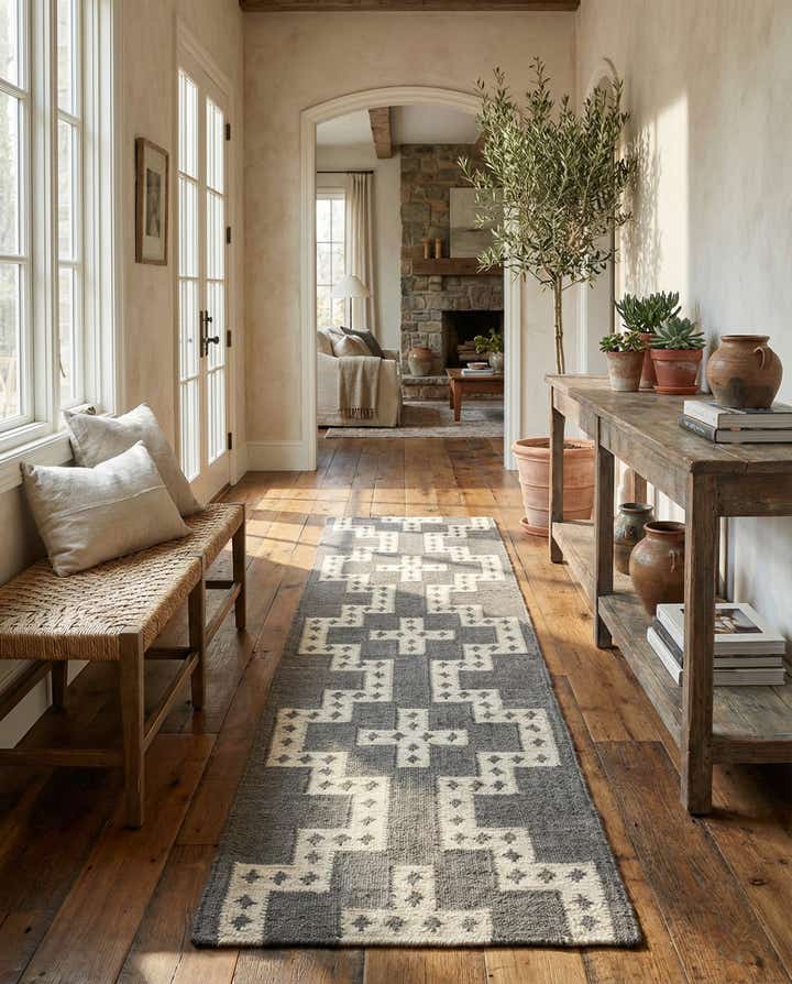 2' x 8' Hand Woven Kilim Wool Runner Rug