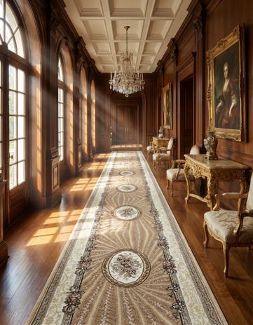 Salmon Tabriz Design Runner Rug