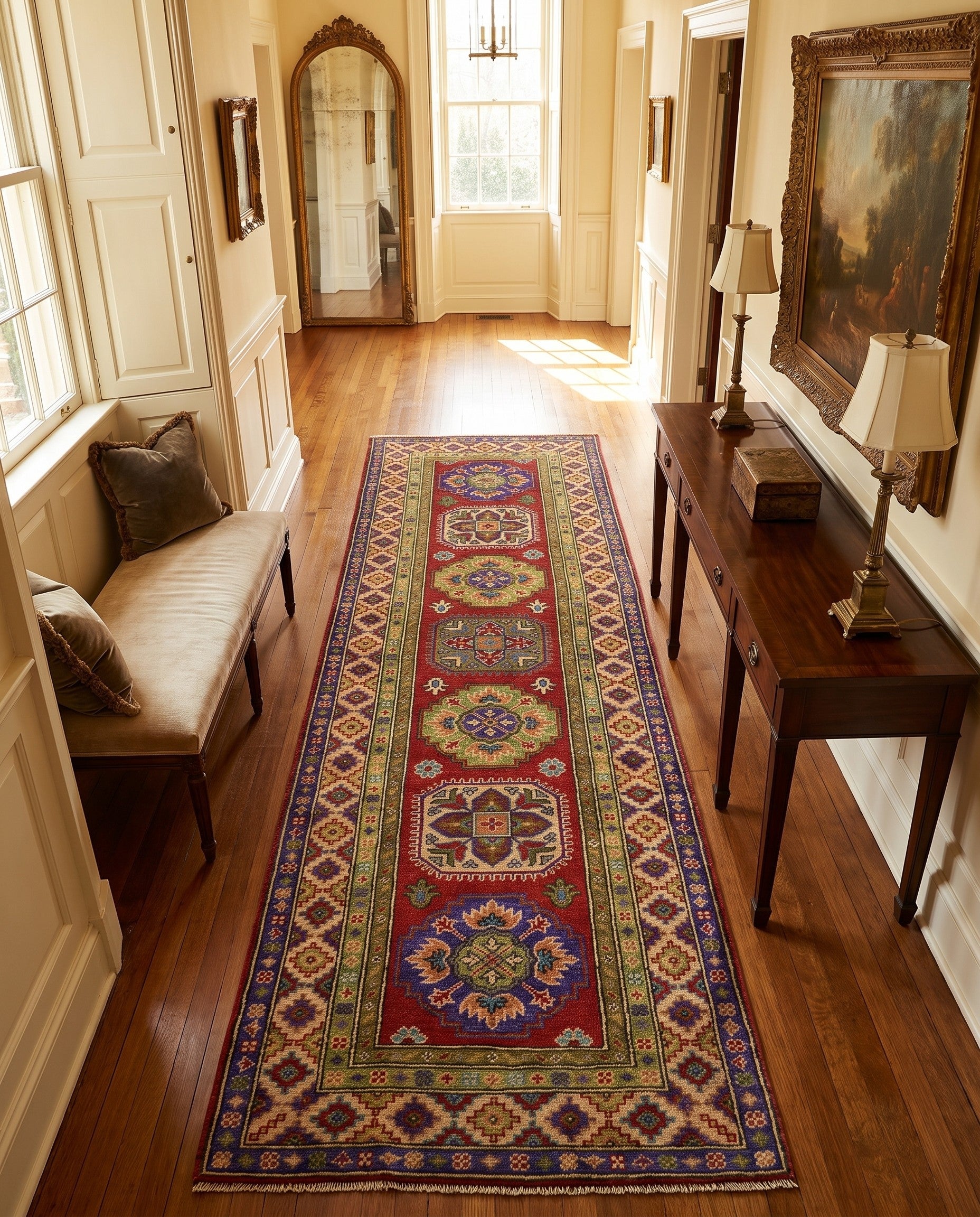 80cm x 275cm Hand Knotted Kazak Runner Rug