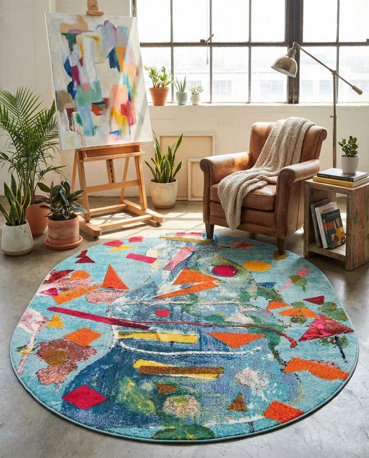 7' 10 x 10' Washable Vivid Oval Rug