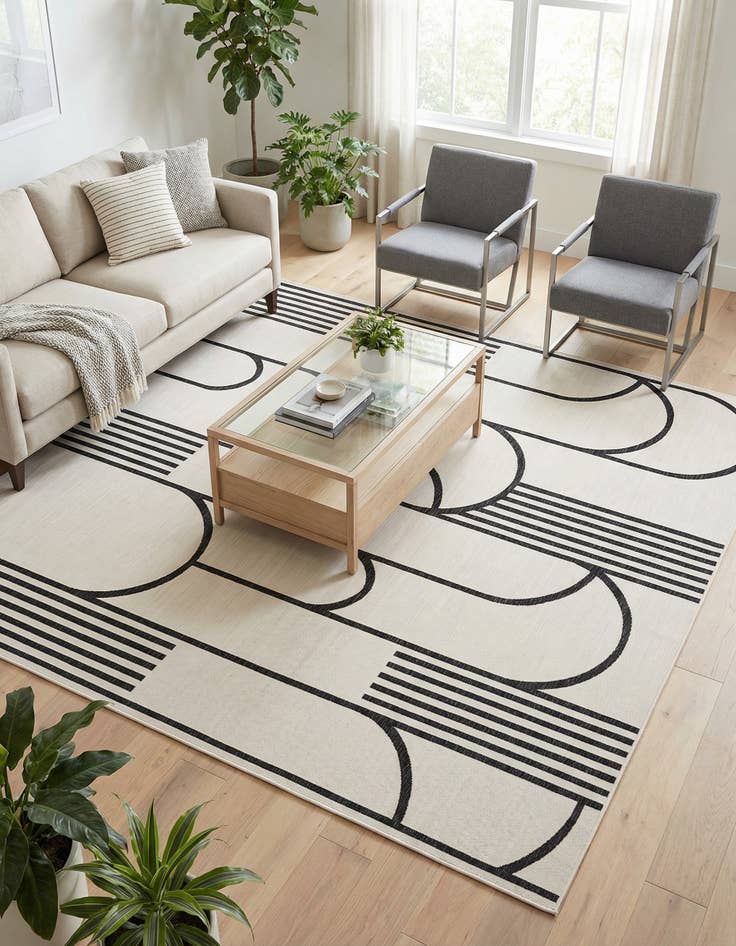 Detail image of 10' x 10'  Washable Modern Indoor / Outdoor Square Rug