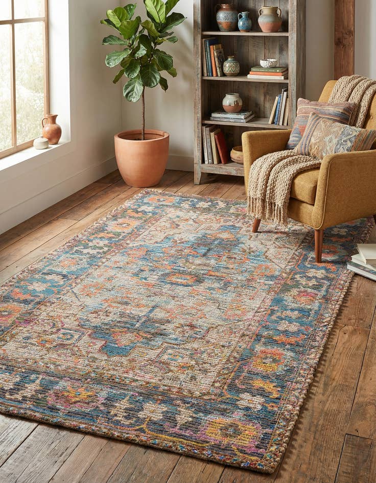 Detail image of 4' 1 x 6' 1  Hand Woven Chenille Jute Rug