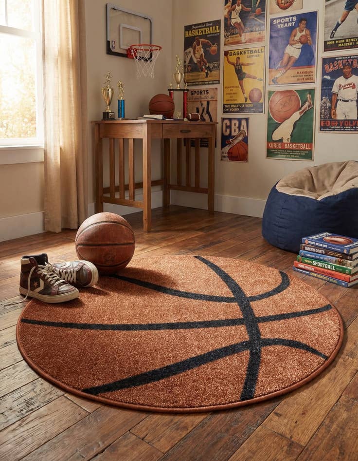 Detail image of 3' 3 x 3' 3 Sports Washable Round Rug