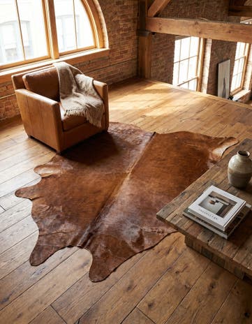 7' x 7' 5 Cowhide Leather Square Rug