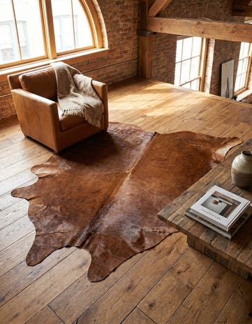 7' x 7' 5 Cowhide Leather Square Rug