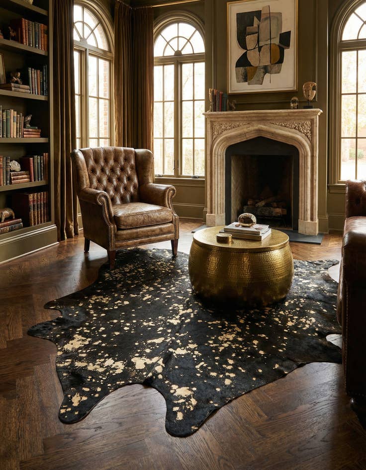 Detail image of 5' 7 x 6' 3 Cowhide Leather Rug