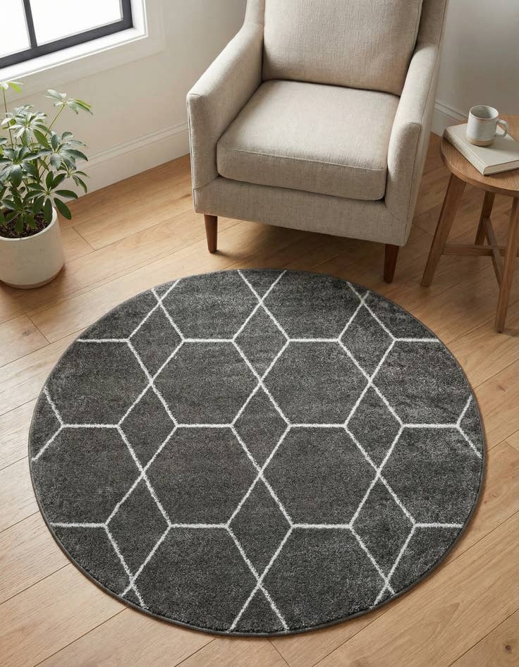 Detail image of 3' x 3' Lattice Frieze Round Rug