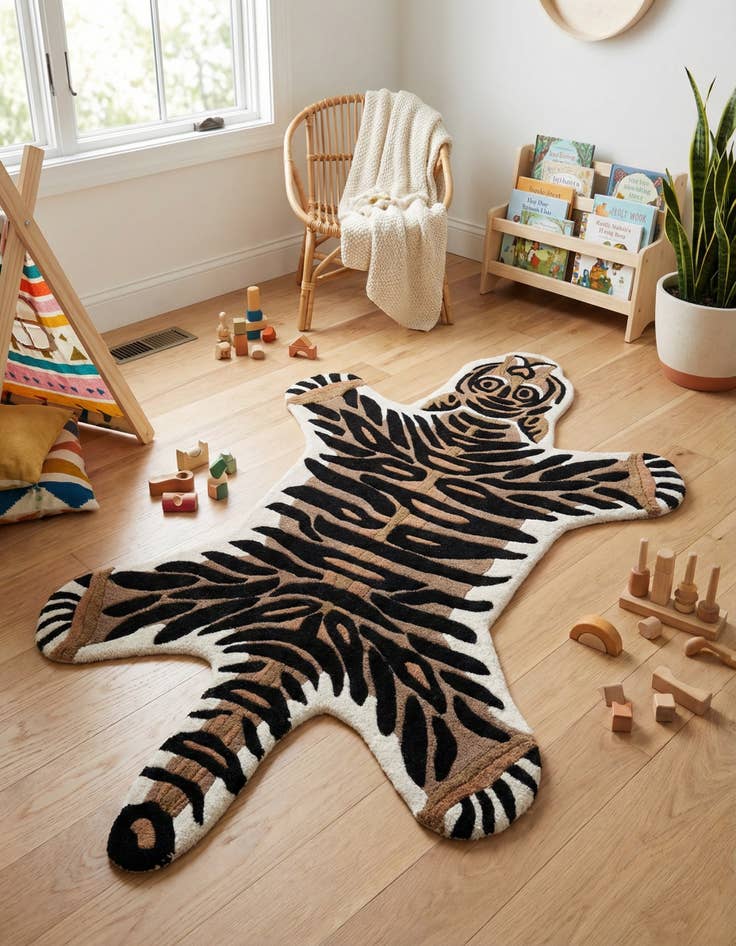 Detail image of 3' 1 x 5' 3 Playtime Kids Wool Freeform Rug