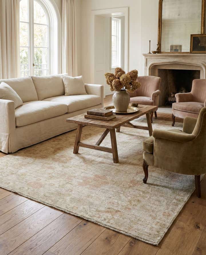 4' 11 x 7' Hand Knotted Oushak Wool Rug