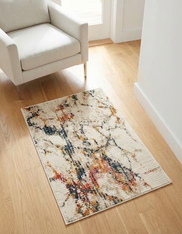 White Navy Gemstone Rug