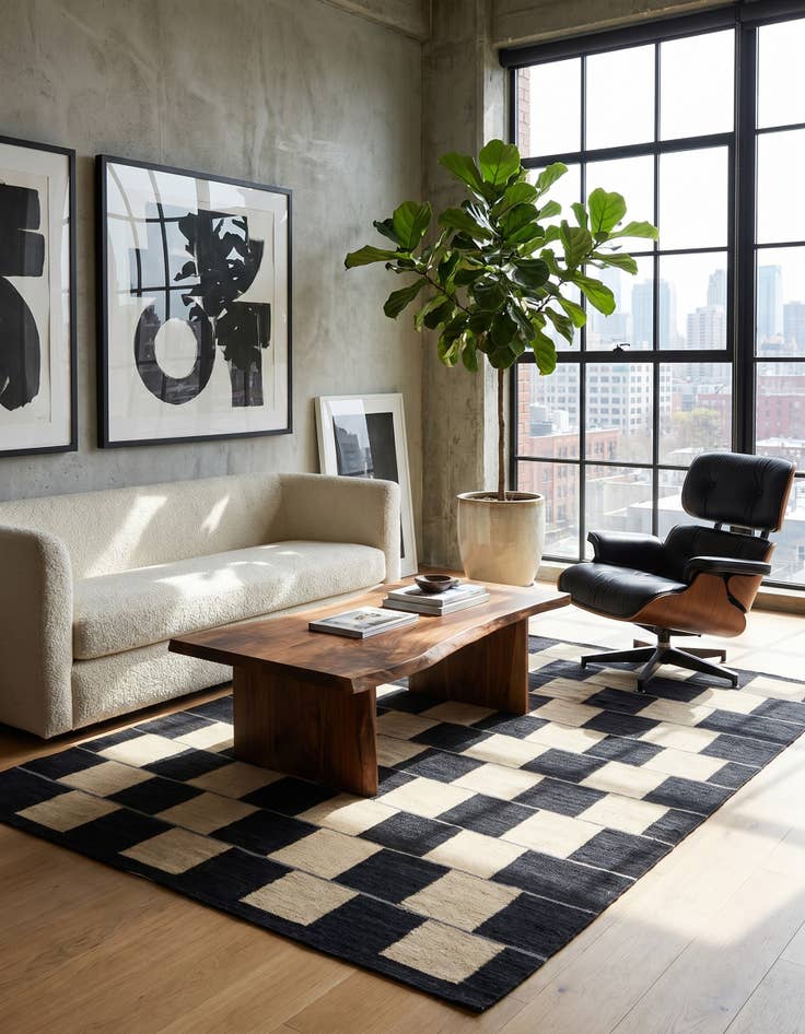 Detail image of 5' x 6' 5 Hand Woven Kilim Modern Wool Square Rug