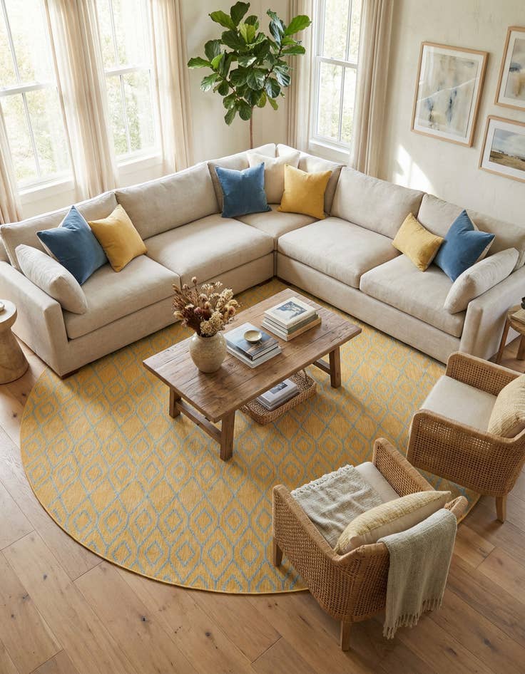 Detail image of 13' x 13'  Washable Jill Zarin Turks and Caicos Indoor / Outdoor Round Rug