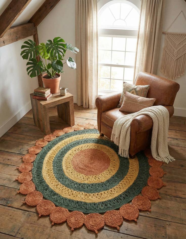 Detail image of 5' 1 x 5' 1  Hand Braided Jute Round Rug