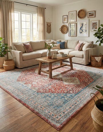 Red Newport Square Rug