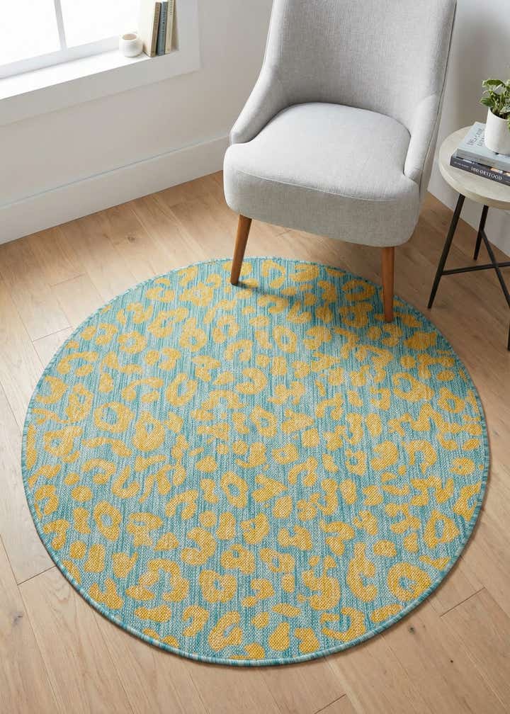 4' x 4' Easy-Clean Safari Indoor / Outdoor Round Rug