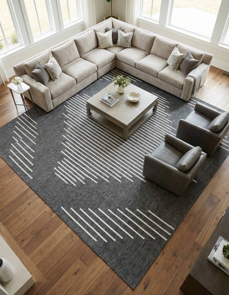 Detail image of 13' x 13'  Washable Modern Indoor / Outdoor Square Rug