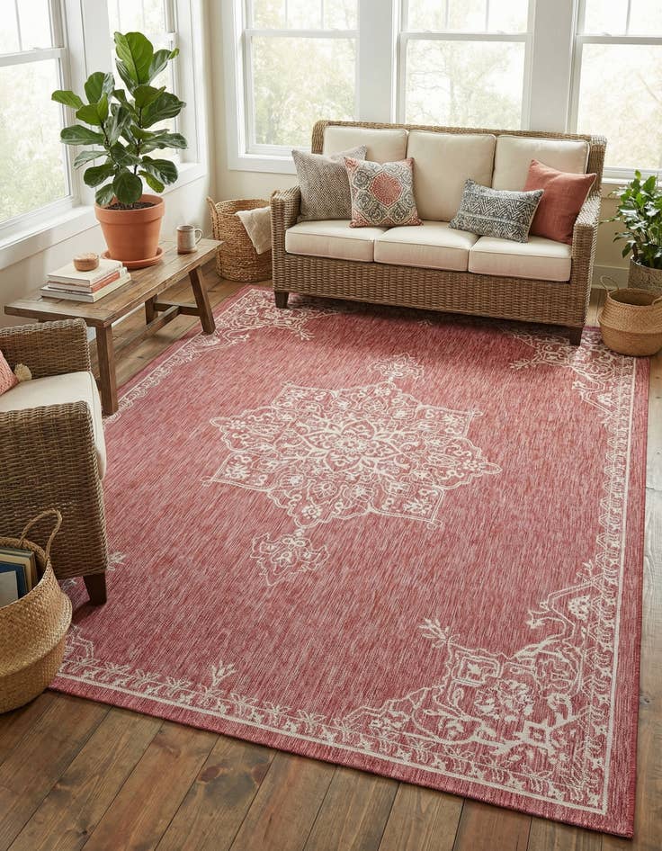 Detail image of 9' x 12'  Washable Traditional Indoor / Outdoor Rug