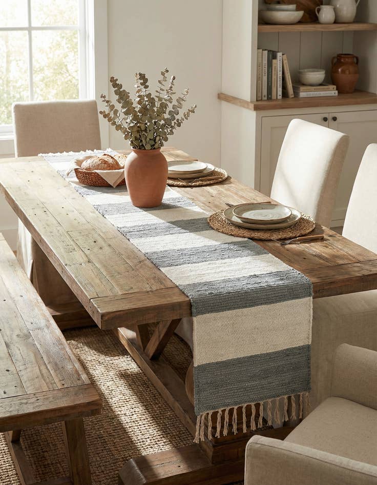 Detail image of 1' 2 x 10'  Hand Woven Chindi Rag Table Runner Rug