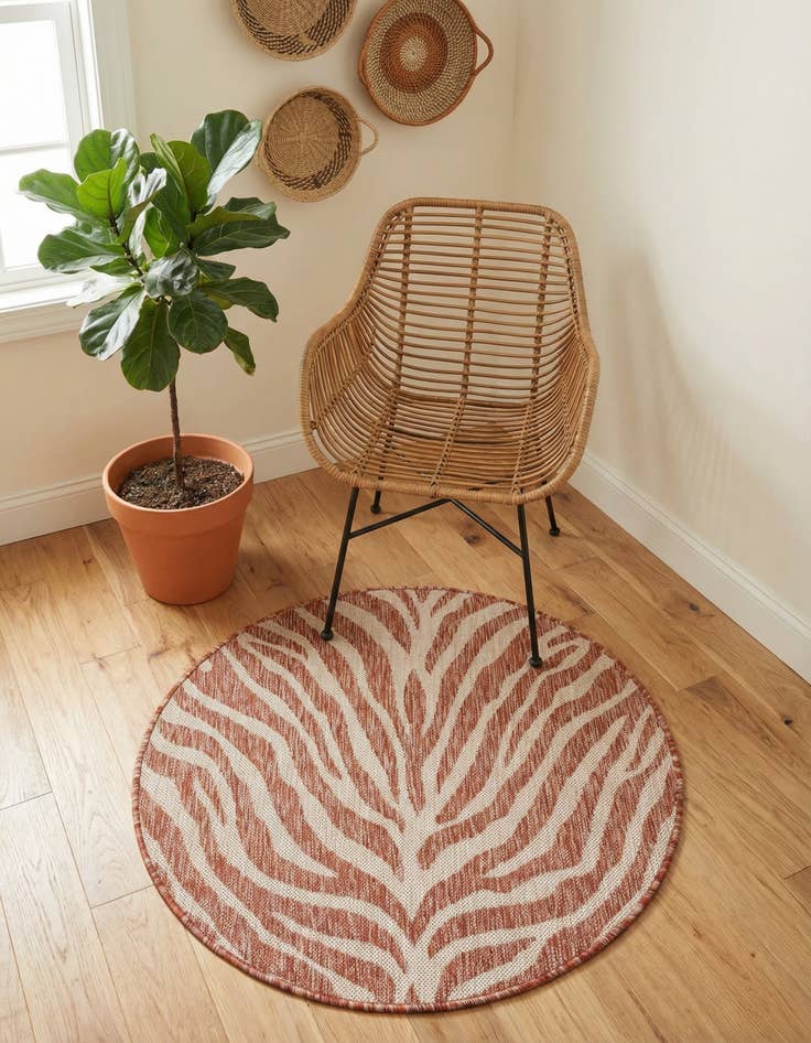Detail image of 3' x 3' Washable Safari Indoor / Outdoor Round Rug